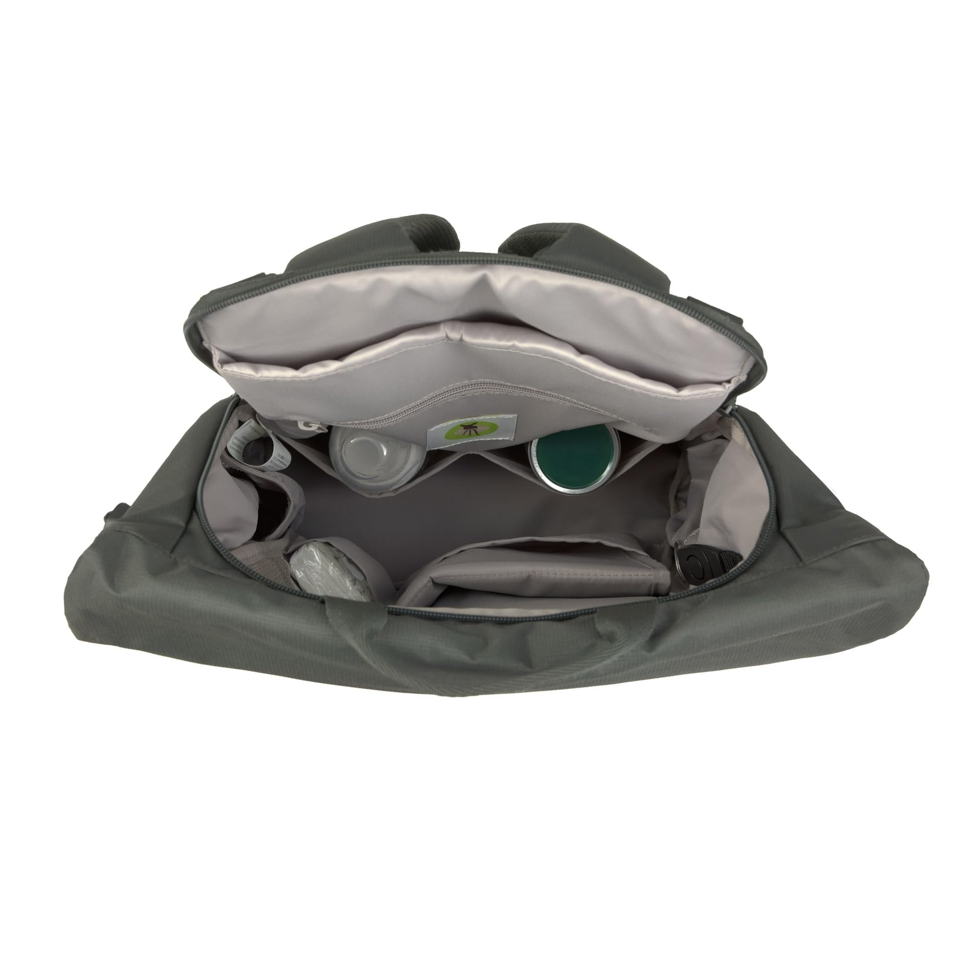 LÄSSIG Baby Wickelrucksack Wickeltasche Rucksack mit Wickelunterlage, Kinderwagenbefestigung, Flaschenhalter nachhaltig produziert/GRE Outdoor Rolltop Backpack dark olive