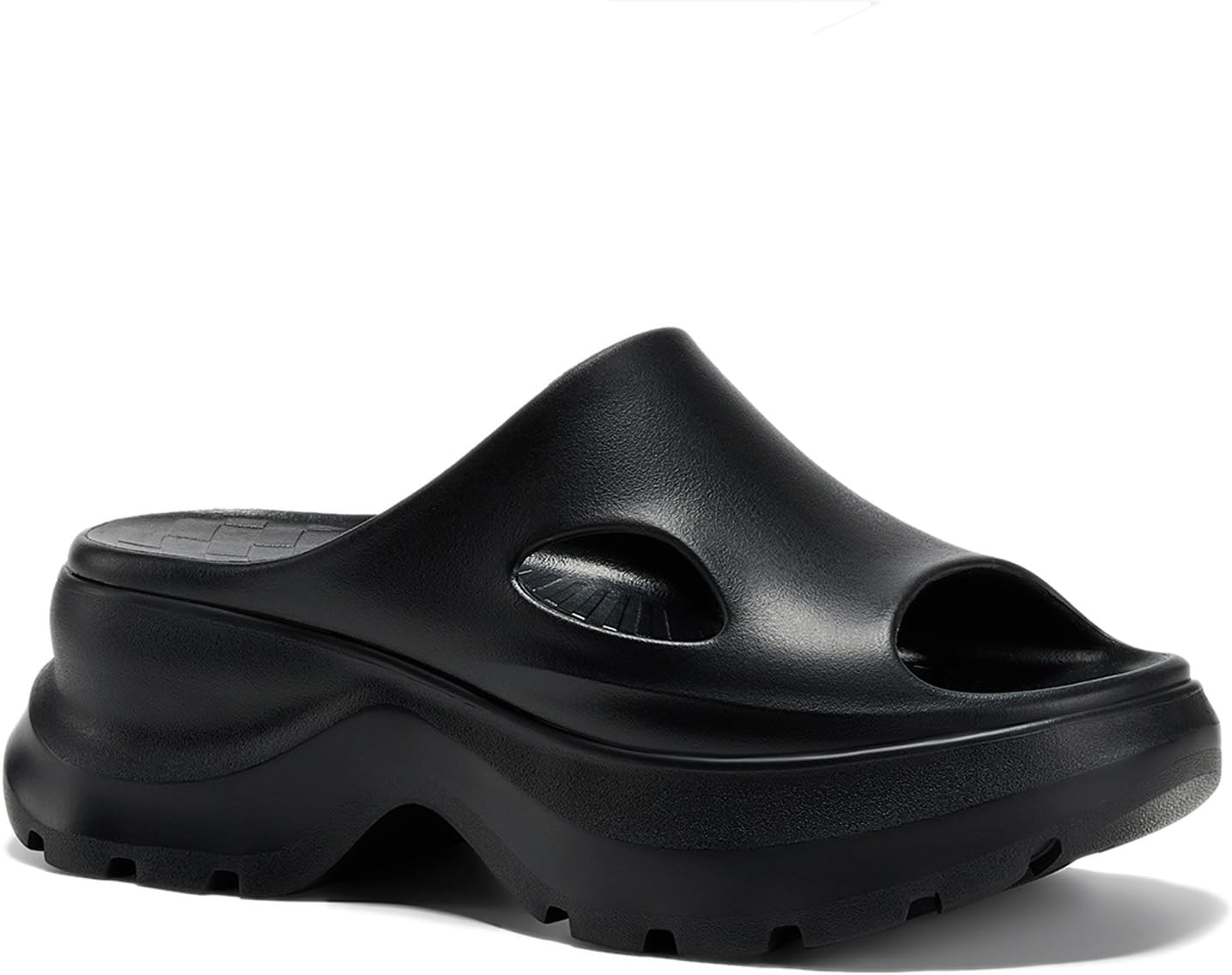 Women Eva Round Open Toe Arch Support Platform Cloud Slide Sandals Slip-On Comfort Anti-Slip Lug Sole Pillow Bathroom Shower Slippers Outdoor Casual Lightweight Cushion Beach Walking Sandals