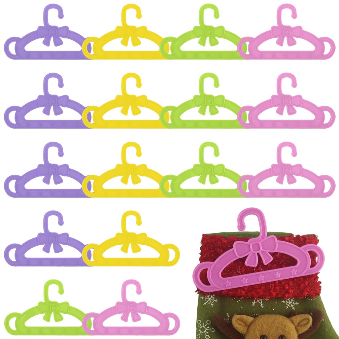 BAHME 16 Mini-Kleiderbügel aus Kunststoff, Puppenkleiderbügel-Accessoires, Modebügel für 28–30 cm große Puppen (11,5 Zoll), 10 cm