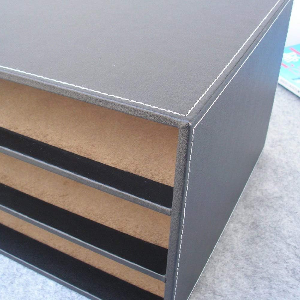 Cassettiera per Documenti e Forniture per Ufficio, Organizer da scrivania con 3 cassetti, Sistema di archiviazione in Pelle, cassetti Briefablage Organizer, Ufficio e Scuola,Nero