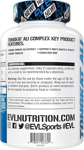 Miniatura 3 de Evlution Nutrition Tongkat Ali - Suplemento de salud y vitalidad masculina - 800 mg Tongkat Ali + 200 mg Tribulus - Soporte de rendimiento -