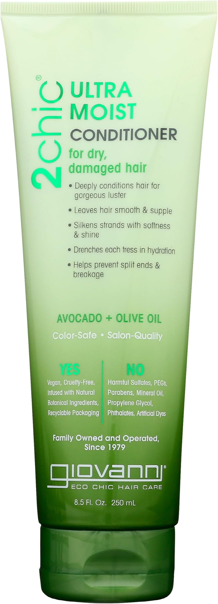 Organic 2Chic Olive Oil & Avocado Ultra-Moist Conditioner With No Parabens, No Sulphates, No Mineral Oil, No Colours, No Peg, Usda Certified Organic, For Dry Damaged Hair, 250Ml - 1 Count