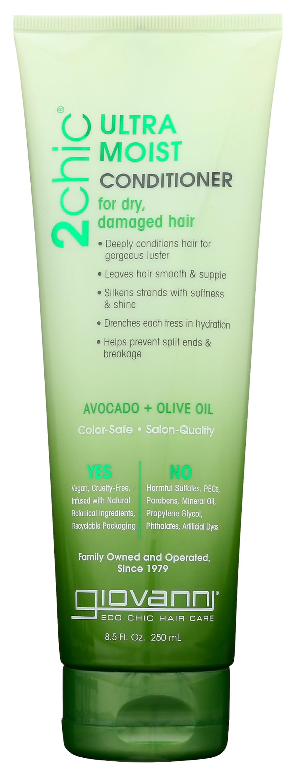 GIOVANNI 2chic Ultra-Moist Conditioner - Avocado & Olive Oil, Creamy Hydration Formula, Enriched with Aloe Vera, Shea Butter, Botanical Extracts, No Parabens, Color Safe - 8.5 fl oz