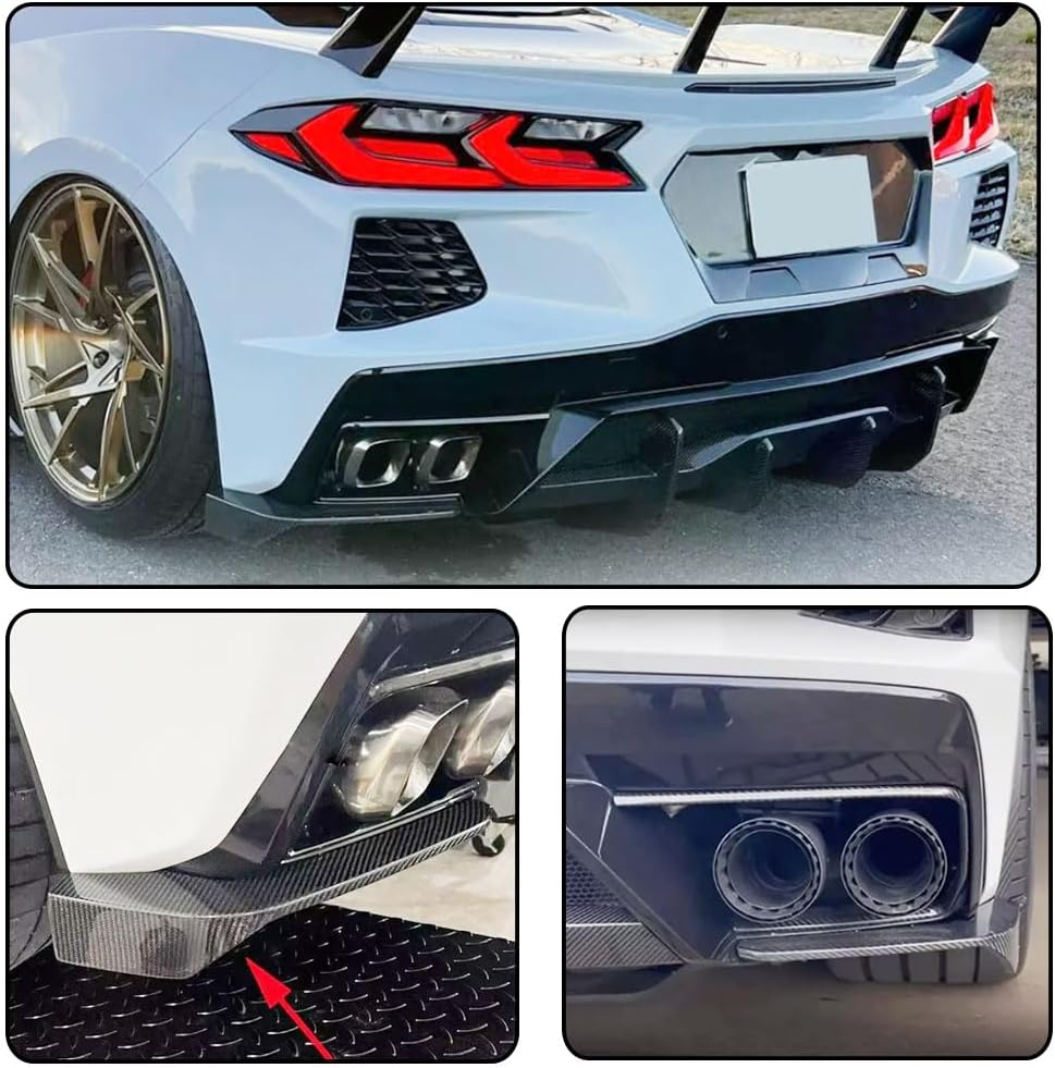 MCARCAR KIT Carbon Fiber Rear Splitters for Chevrolet Corvette C8 Stingray 2-Door 2020-2024 Rear Bumper Side Corner Splitter Factory Outlet
