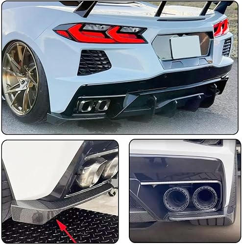 Miniatura 3 de MCARCAR KIT Divisores de parachoques trasero de fibra de carbono para Chevrolet Corvette Stingray C8 2 puertas 2020-2023 Aletas de parachoques