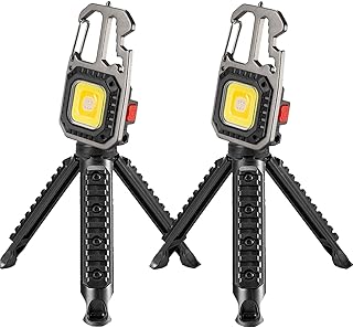 SupBri 2pcs Small Flashlights,1000 Lumens 6 Light Modes Rechargeable Cob Keychain Work Light Detachable Pocket Flashlight with Tool Kit,Keychain Flashlights for Fishing Walking Camping (Square)