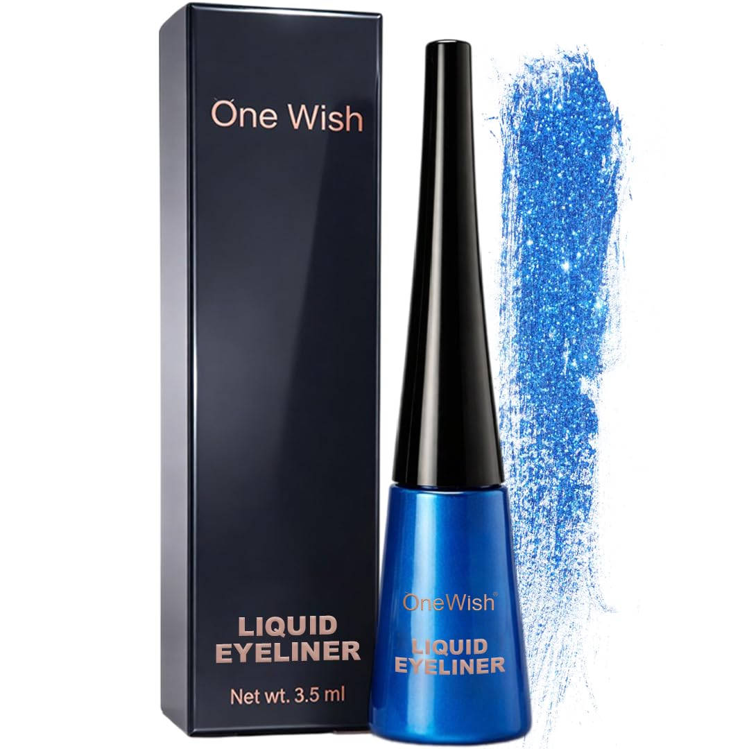 One Wish Glitter Blue Liquid Eyeliner | Waterproof, Smudge-Proof & Long-Lasting Formula | Intense Pigmented Bold Blue Finish | Precision Fine Tip Brush for Easy Application | Quick-Dry & Sweat-Resistant Eye Makeup for All-Day Wear | 3.5ml-image-13
