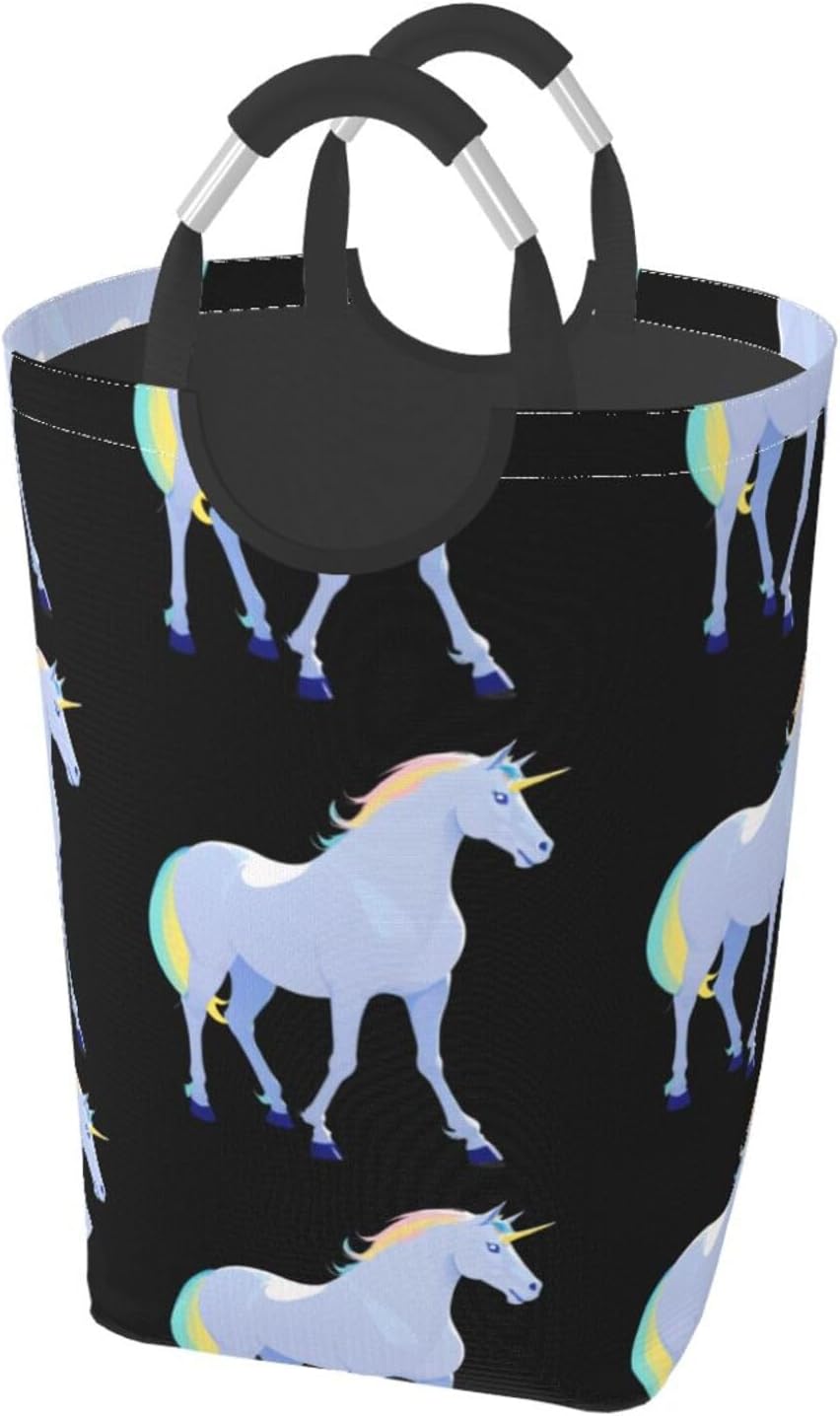 Unicorn Silhouette Foldable storage bag, 50L capacity, suitable for laundry room, dormitory bedroom, dirty clothes storage basket.