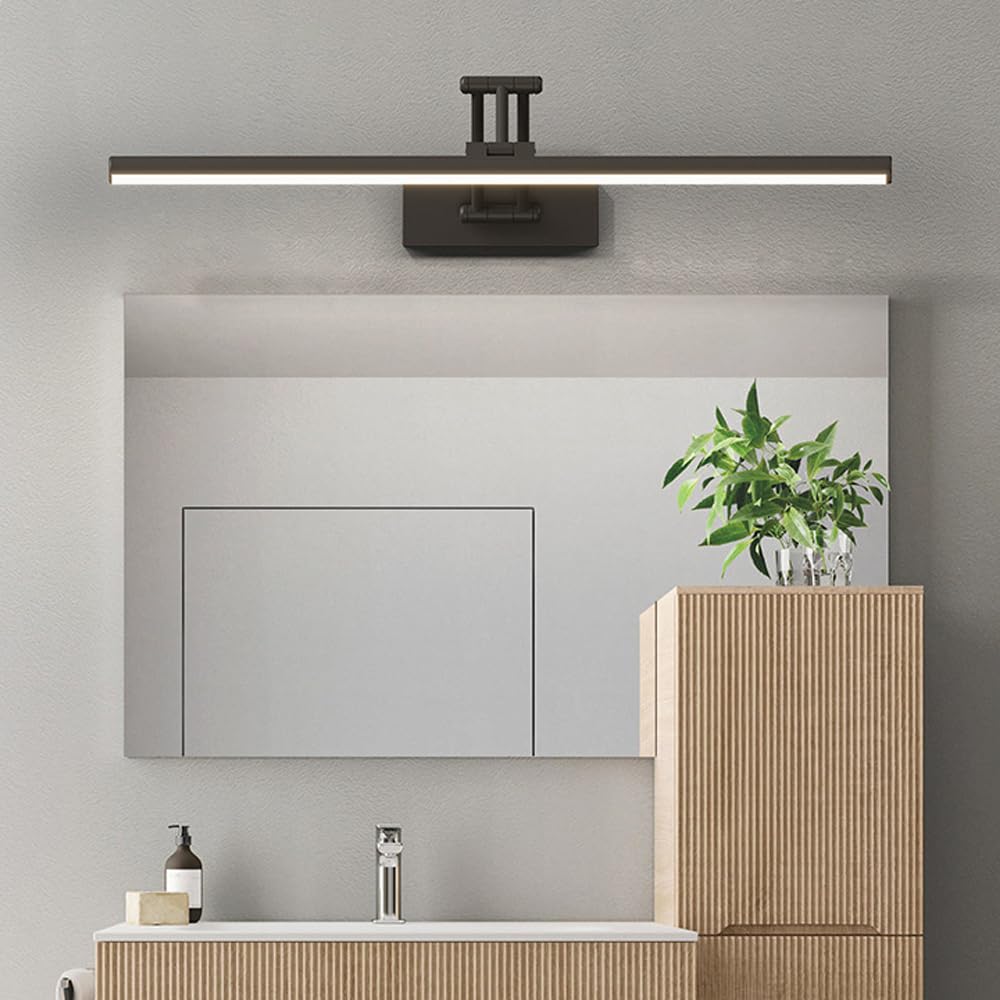 Mengjay Spiegelleuchte Bad LED Wandleuchte,Rotation Spiegellampe Badezimmer Lampe Spiegel,Wandlampe Innen LED Moderne Für Wohnzimmer Schlafzimmer Küche Bad (Schwarz, 60cm)
