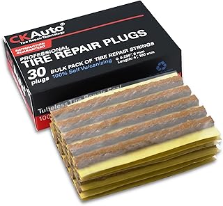CKAuto 30pcs 4" Brown Tire Repair Strings, Automotive Tool Tire Repair Plugs for Tubeless Off-Road Tires Car, Bike, ATV, UTV, Wheelbarrow, Mower
