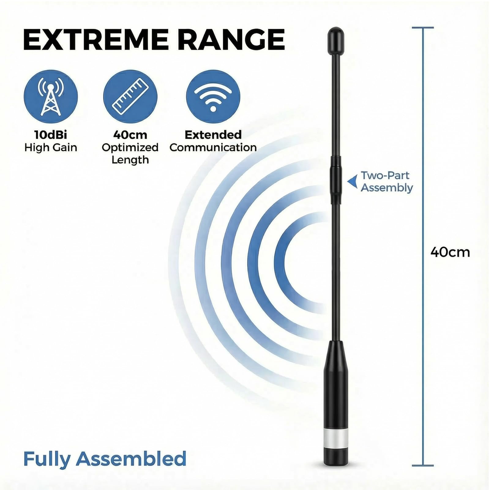 868MHz Meshtastic LoRa Antenne 10dBi High Gain, 40cm Langstrecken SMA Stecker Omni Whip für He ltec V 3 ESP 32 - Robust & Flexibel(2PCS,Schwarz)