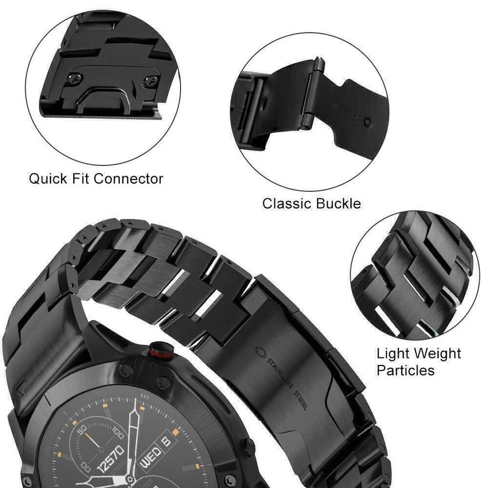 Generic Kompatybilny z Garmin Descent G1 (22 mm (kolor: tytanowy metalowy pasek do zegarka obudowa