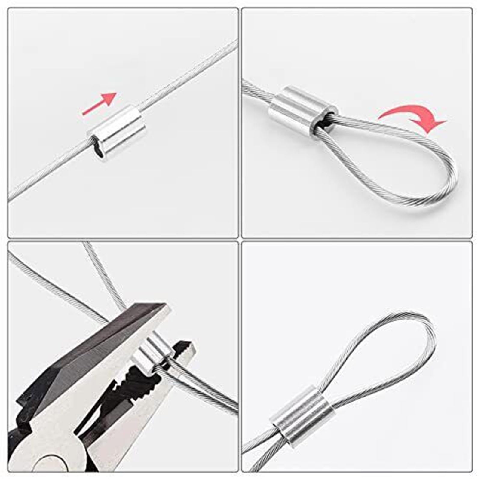 200pcs/set Aluminium Crimp Sleeve For 1.5 Wire Rope & Cable Secure Fastening Solution For Construction Projects Durable 200pcs Durable Aluminium Crimp Sleeve For 1.5 Wire Rope & Cable Reliable Durable