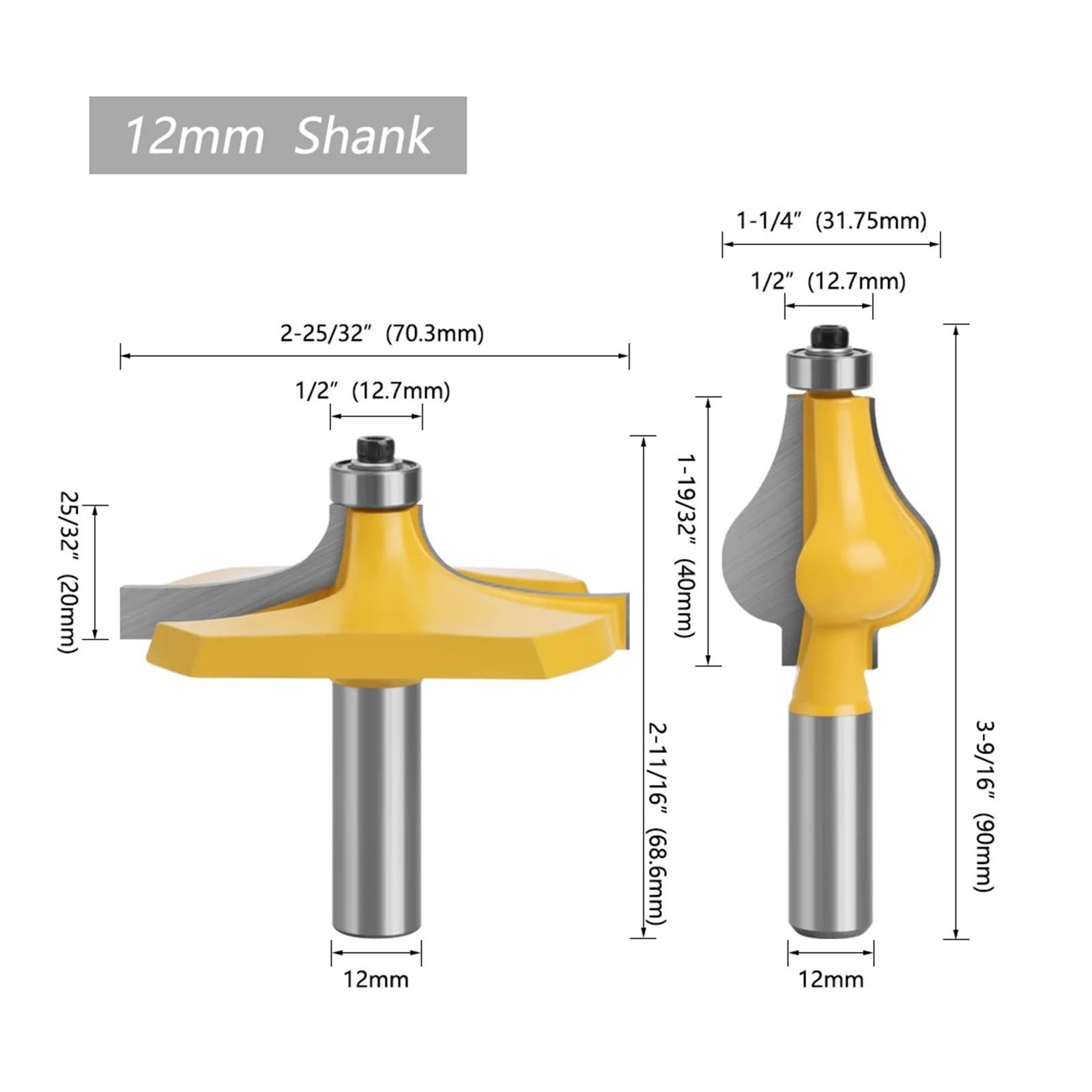 2 szt. 12.7mm Shank podłokietnik młyn poręcz frezy falisty rowek frez do drewna obróbki(12mm)