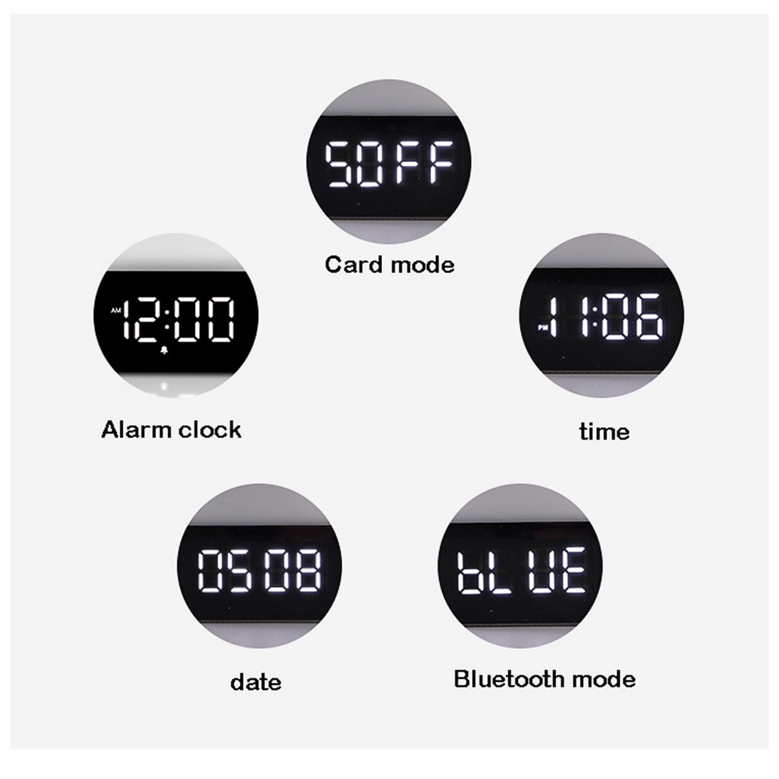 Lámpara Mesilla/Lámpara Escritorio Lámpara de noche de luz nocturna con altavoz Bluetooth Control táctil Calendario digital Reloj despertador, soporte TF y tarjeta SD, mejor para dormitorios niños Lám