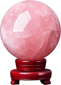 Crystal Ball, Natural Pink Crystal Ornaments for Magic lensball Photography Family Decorative Fortune Teller Feng Shui Witch Decor Halloween Decor,5cm/1.9in