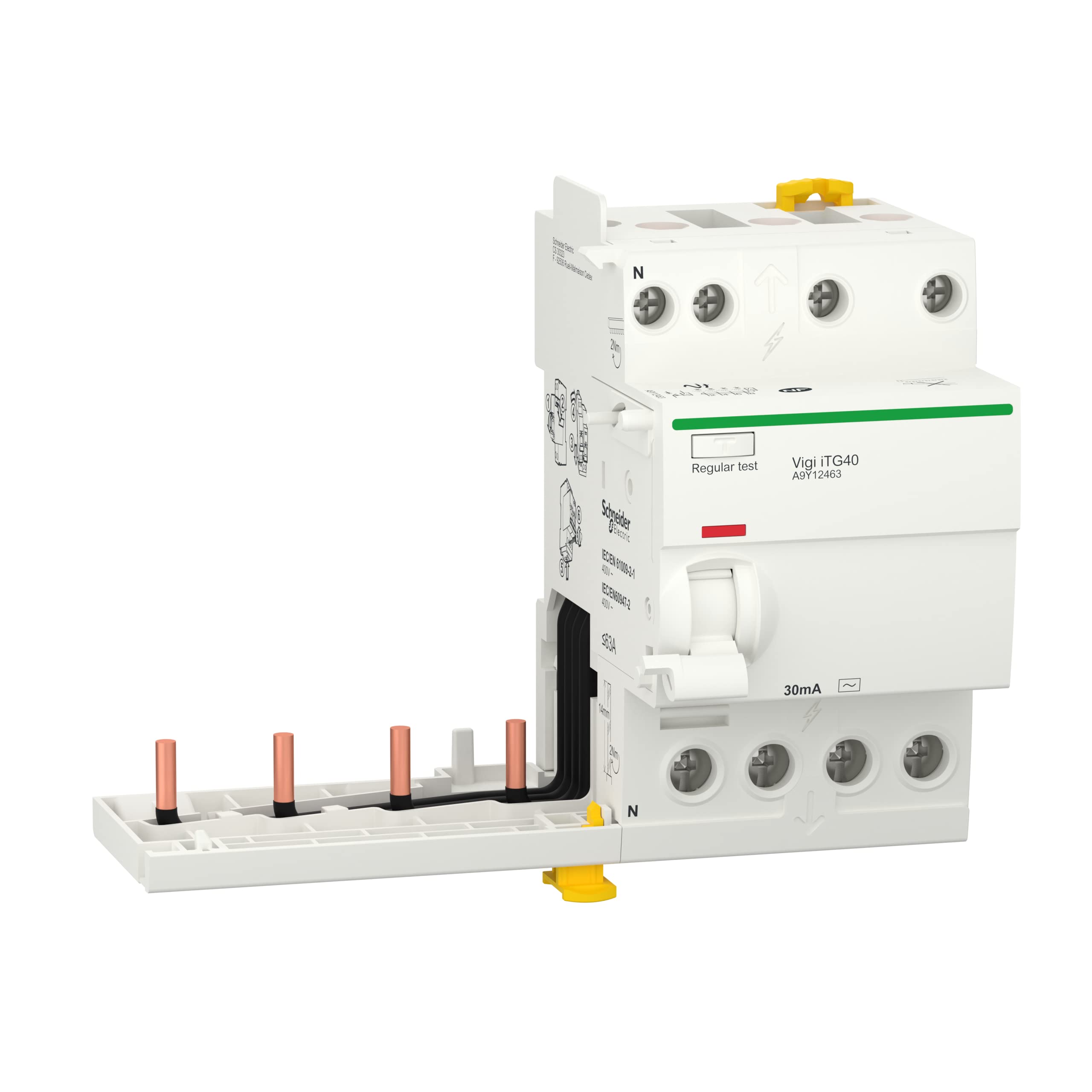 Schneider Electric - Acti9 iTG40 - module différentiel Vigi tête de groupe - 4P 63A 30mA type AC - A9Y12463