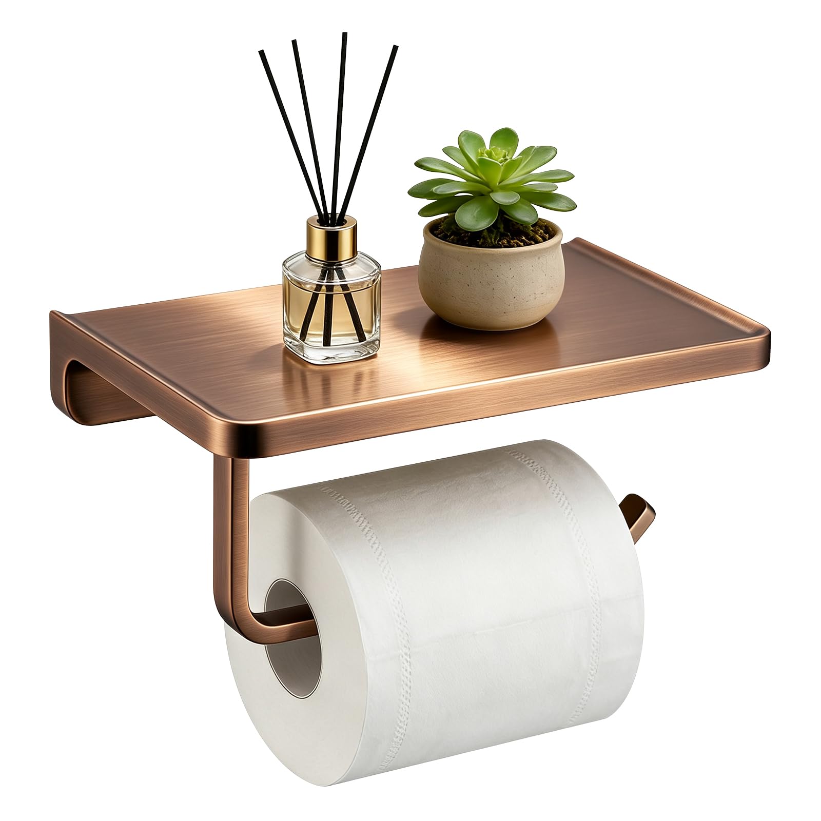 TRUSTMI Toilet Paper Holder with Phone Shelf, Zinc Alloy, Brushed Gold — Amazon image 8