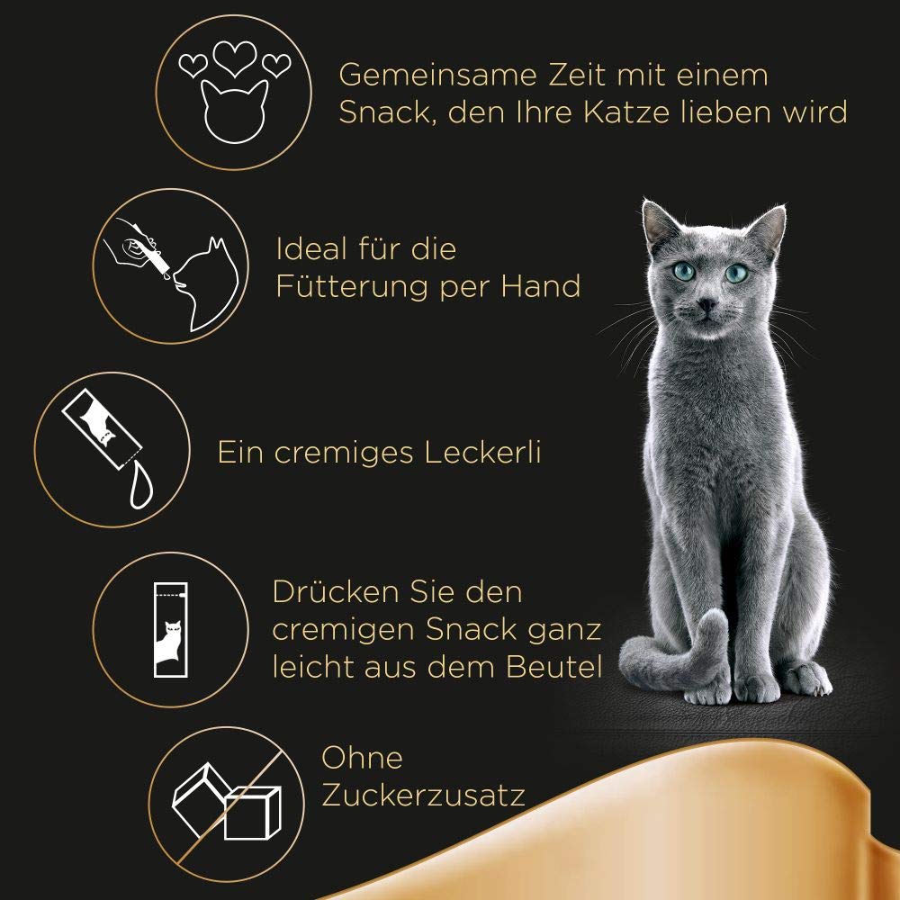 Sheba Creamy Snacks – Cremiges Katzen-Leckerli mit Huhn – Praktische Sticks zum aus der Hand Schlecken – 80 x 12g Katzenleckerchen