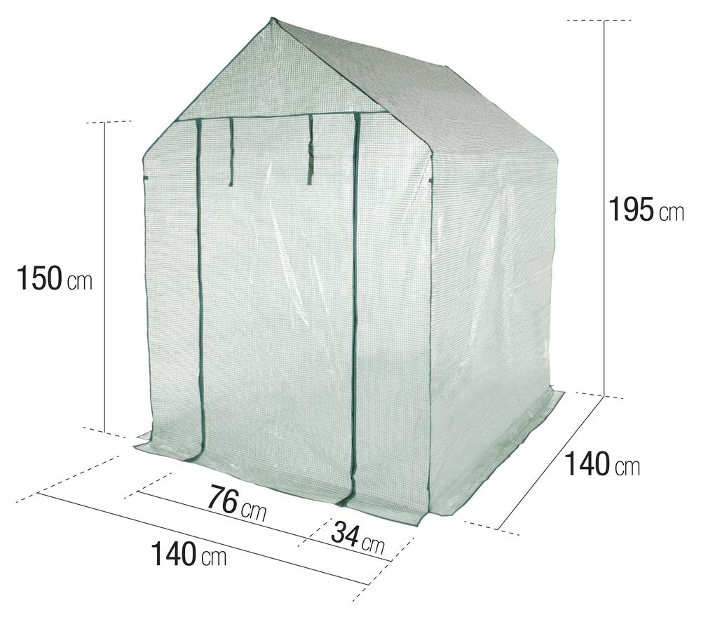 VERDELOOK | Telo di Ricambio in PE Retinato per Serra a Casetta 6 Ripiani Codice 647/24, Resistente, Protezione Piante, Apertura Frontale con Cerniera 140x140x195 cm
