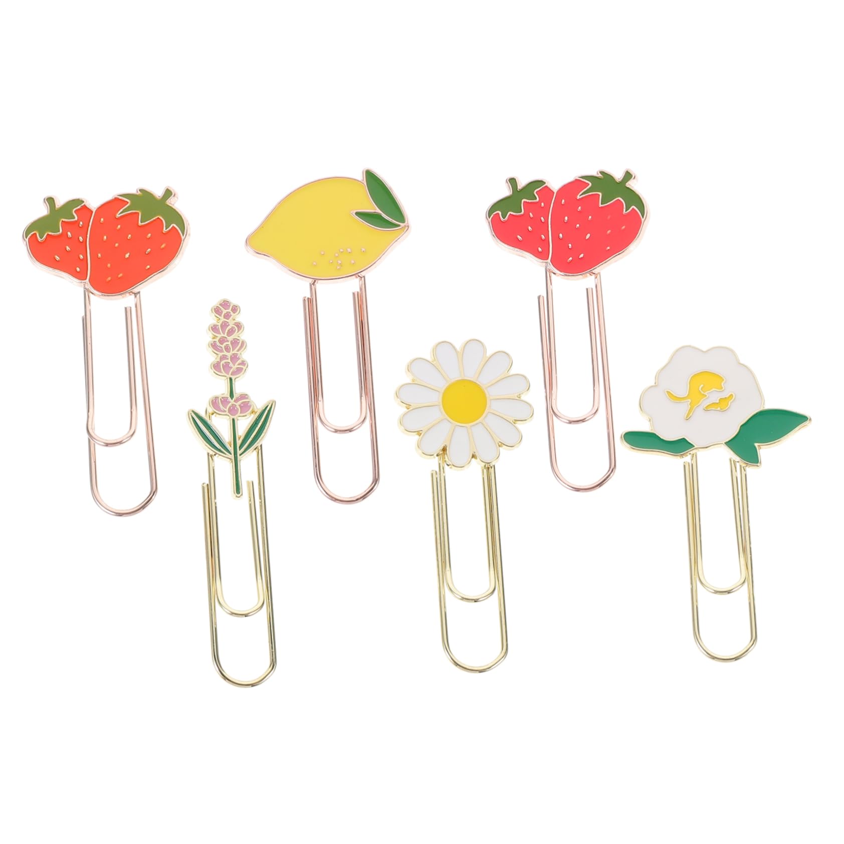 HOMSFOU 5 Set Segnalibro Di Clip Di Carta Da Frutto Clip Di Carta Decorativa Graffetta Per Fogli Ufficio Adornare Graffette Creative Clip Di Carta Da Lega Di Zinco 6 Pezzi*5