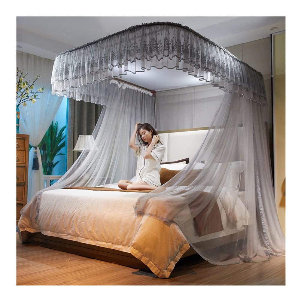 Amazon｜天蓋 ヨーロッパの高級ベッドキャノピー蚊帳、U 字型金属