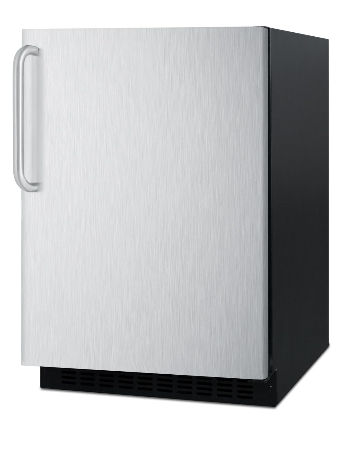 Summit Appliance AL54SSTB Built-in Undercounter ADA Compliant 4.8 cu.ft. 24" Wide All-refrigerator with Wrapped Stainless Steel Door, Towel Bar Handle, Black Cabinet, Door Storage and Digital Controls on Fridge.com