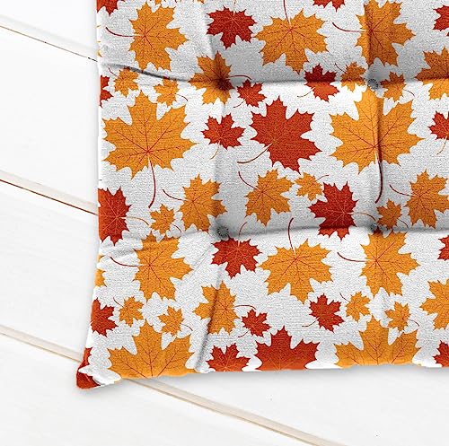 Image of Cotton Shell with Mixed Fiber Filled Printed Chair Cushion - Canadian Tree Orange (Pack of 1)