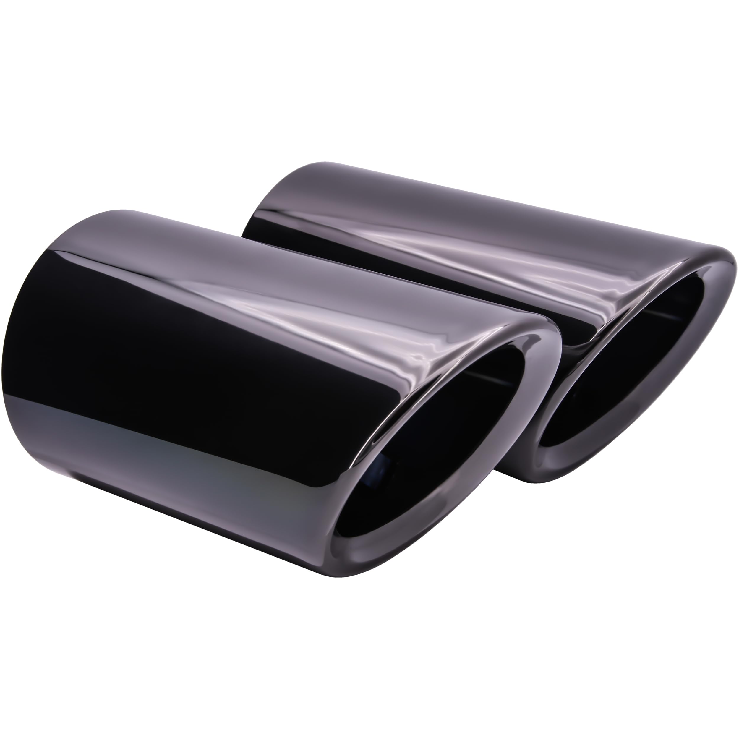 RECAMBO Auspuffblenden Set 2x Schwarz Chrom passend für VW Golf VII Typ AU BJ 2012-2021 eleganter Zweifarb-Look - einfache Montage - fester Sitz - aufwertende Heckoptik - langlebige Oberfläche