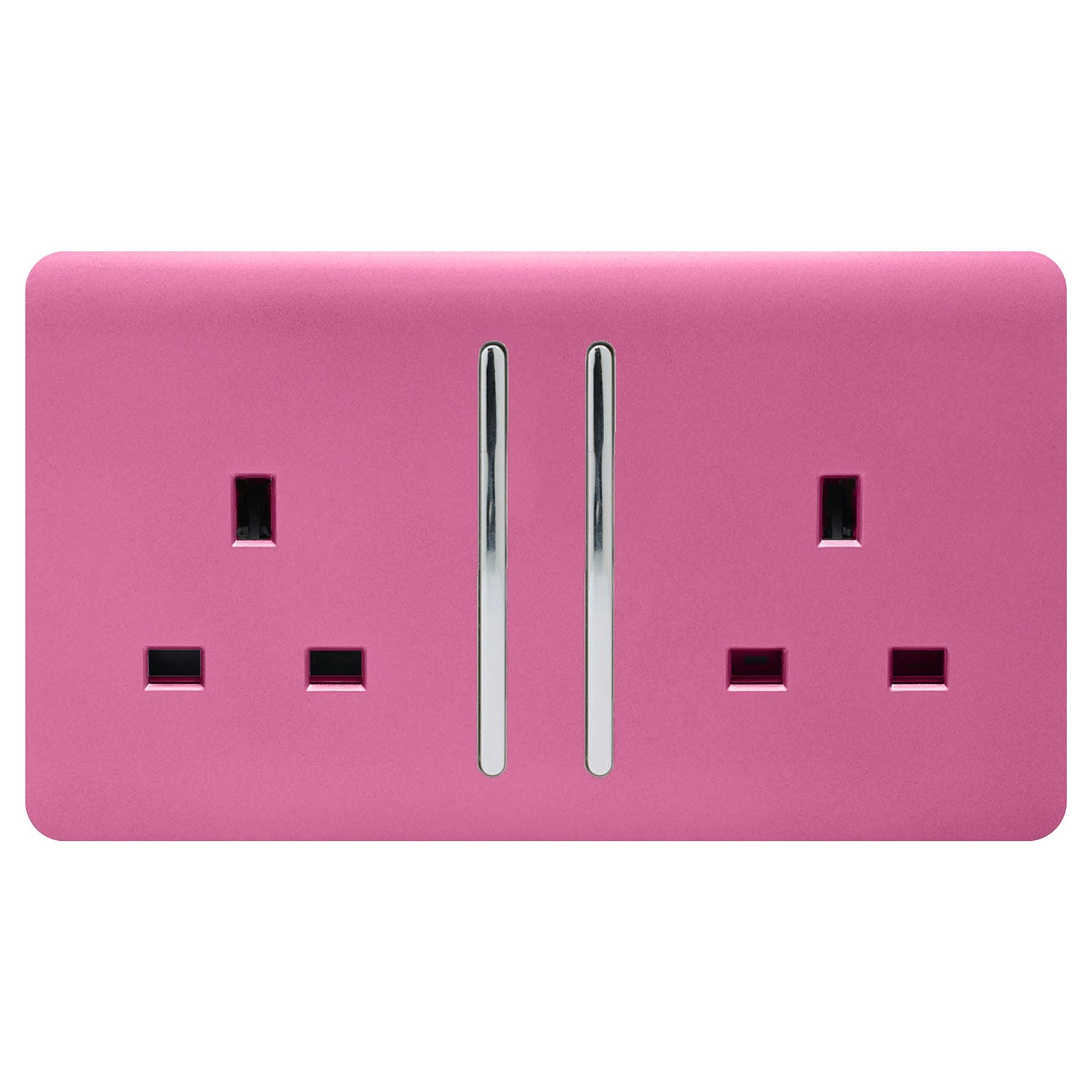 Trendi Switch 2 Gang 13Amp Candy Pink Long Switched Plug Socket