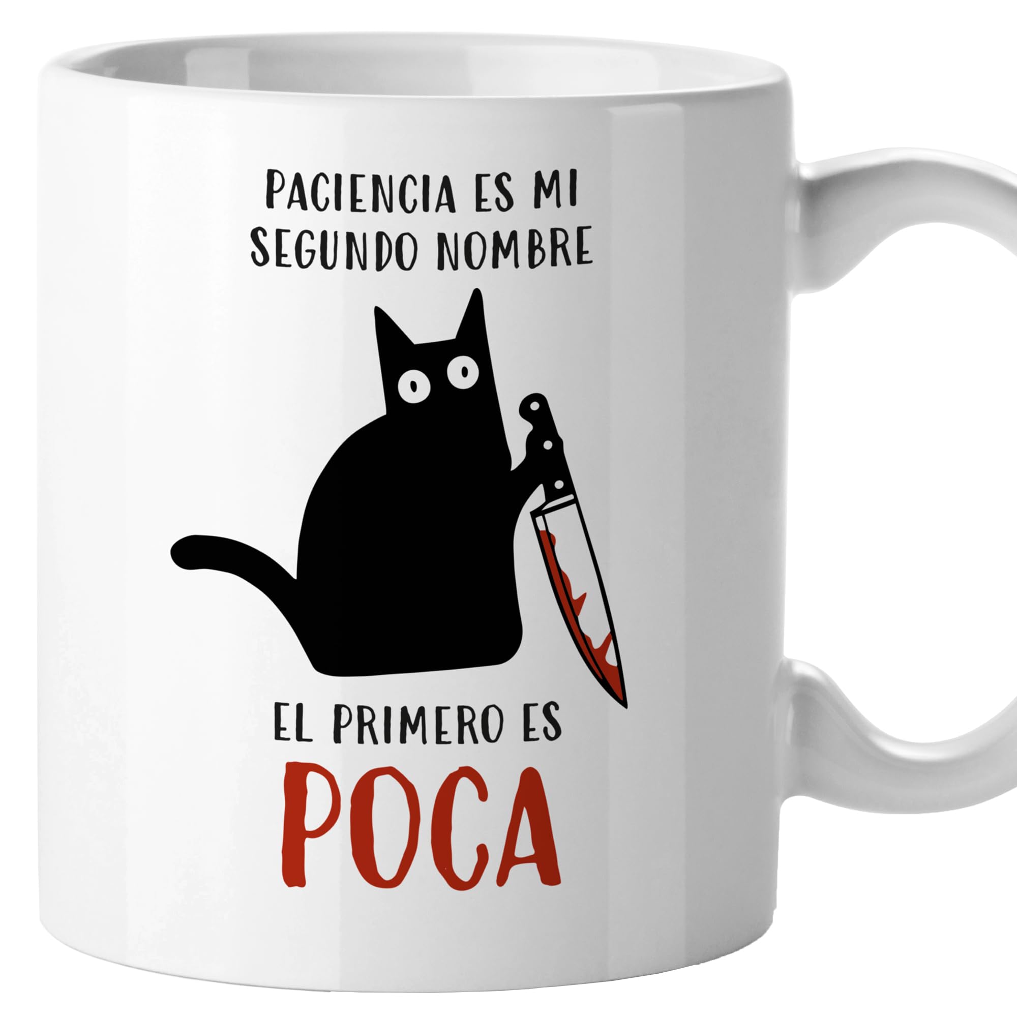 El Kraken Taza gato, tazas de gatos originales, con frases divertidas, graciosa, amigo invisible, Regalo, Cerámica 330 mL (Paciencia)