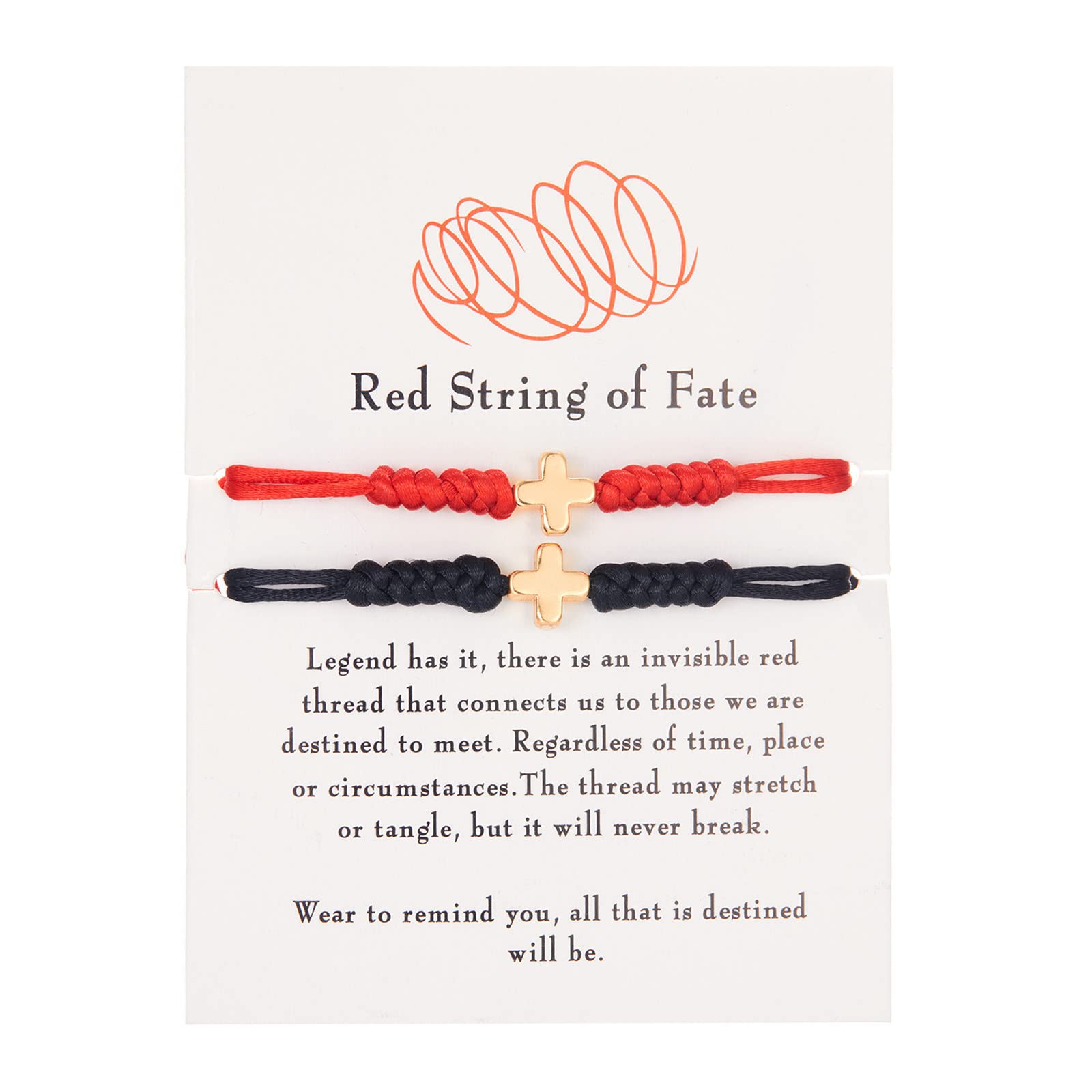 Caiyao 2Pcs Handmade 7 Knots Red String of Fate Protection Good Luck Cross Bracelet Set Adjustable Braide Rope Long Distance Relationship Bracelet for Women Men Amulet Jewelry-F cross