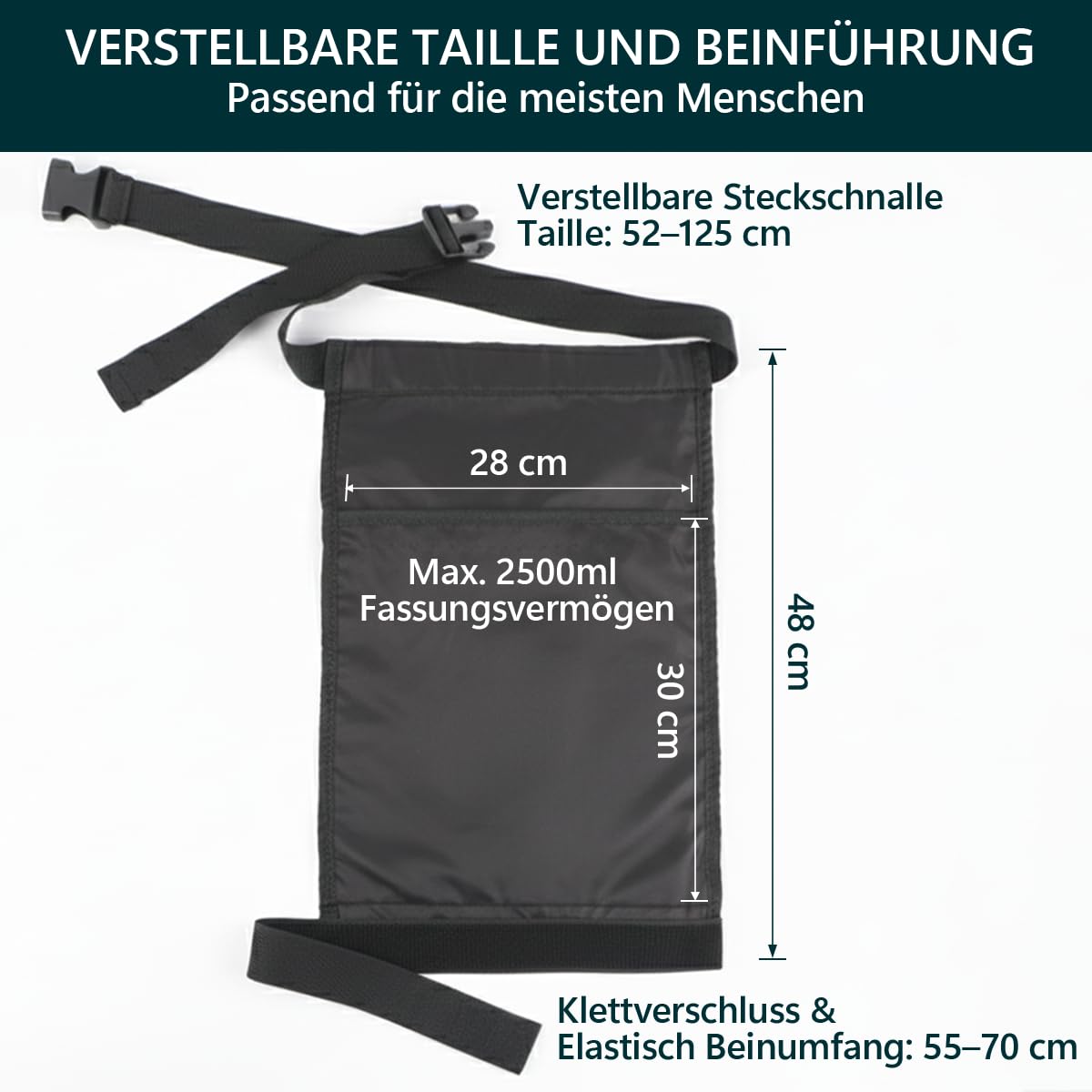2 Stück Urindrainage Beutelhalter, Katheter Beinbeutel Halter, Taschen für Urinbeutel/ 2000 ML Große Kapazität, Beinbeutel für Urinbeutel, Verstellbares Band für Taille und Beine
