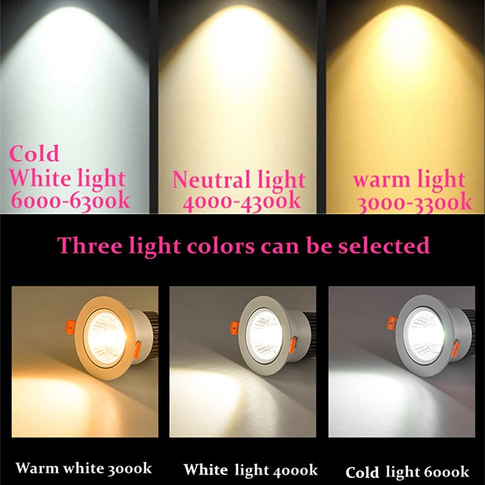 Juego de 4 Focos Empotrables de Techo LED 220V, Foco Empotrable 5/7/9/12/15/18 / 20W para Autocaravana, Barco, Caravana, Totalmente de Aluminio ( Color : Warm white , Size : Black 15w Dimmable )