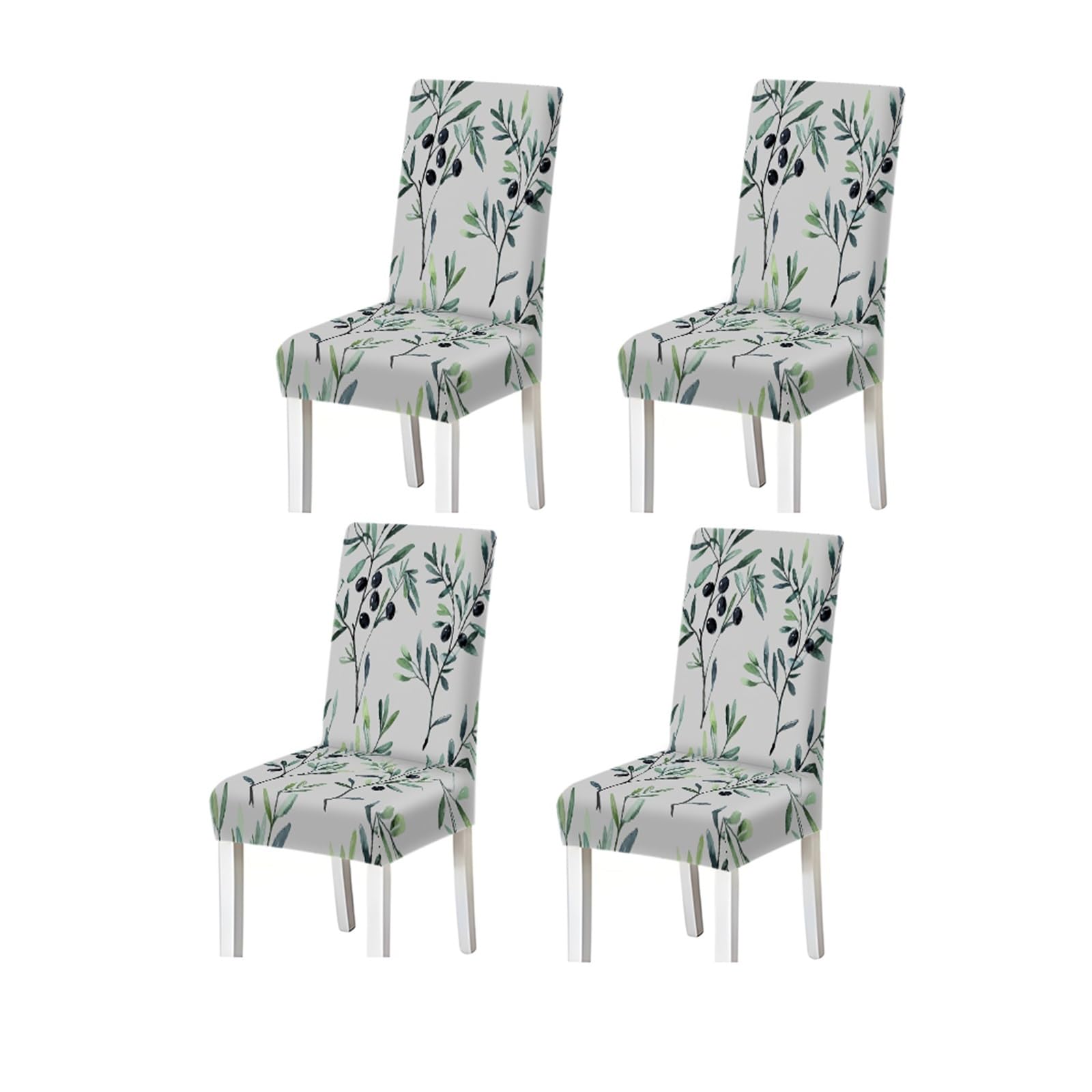 FZJKGH Watercolor Olive Branch Botanical Pattern Print Dining Chair Covers Set Of 2/4/6, Stretch Slipcovers For Kitchen Dining Room Removable Stretch Slipcovers for Dining Chairs(4PCSChair cover)