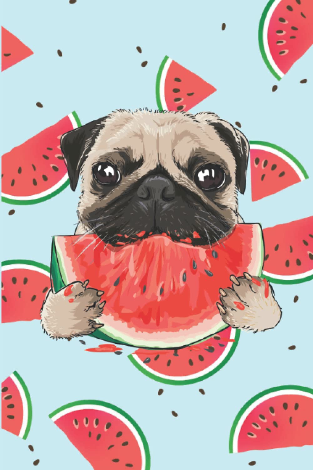 Blue Pug Journal: Watermelon Notebook 6x9" 120 Lined Pages