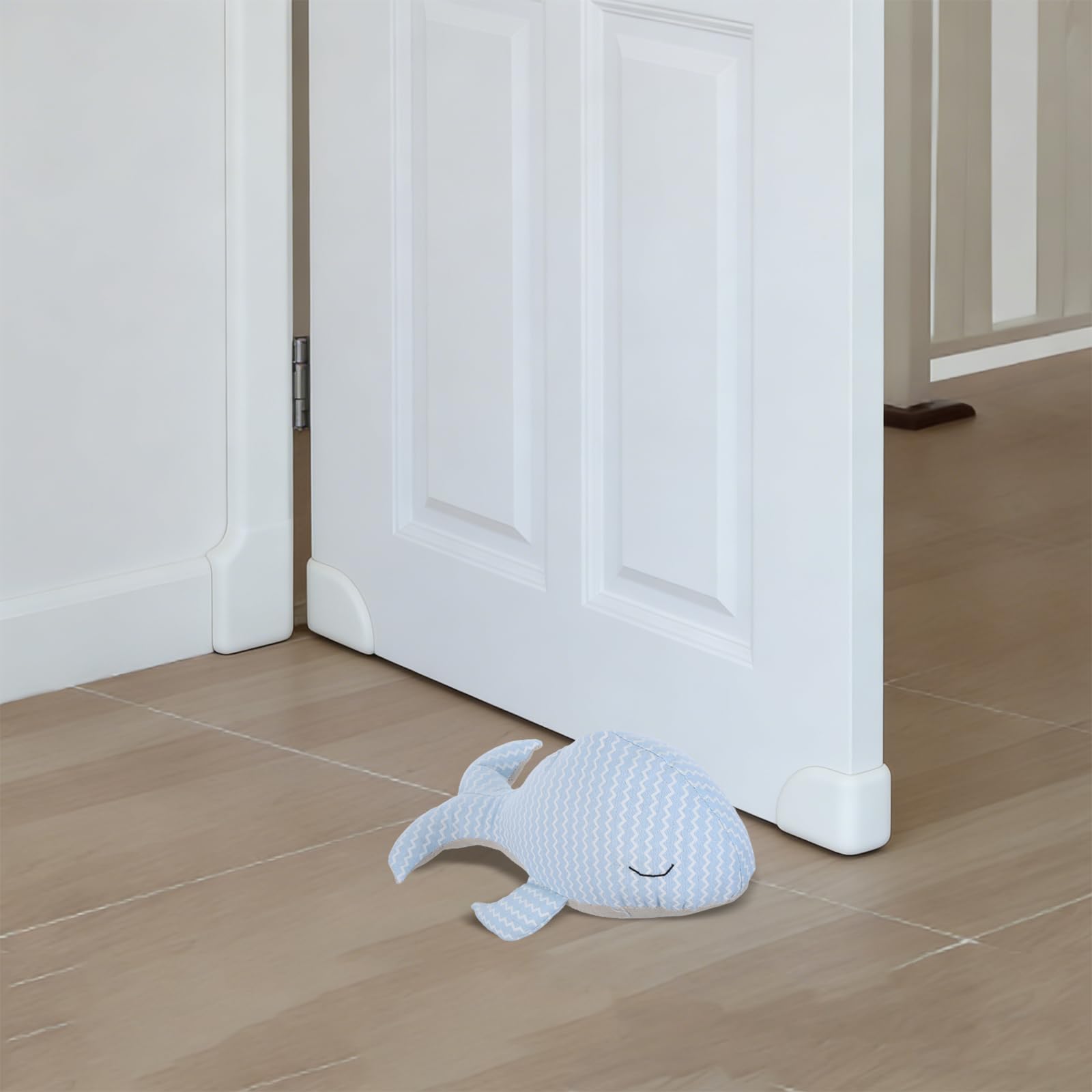 Veemoon Tope de Puerta de Ballena Azul Claro de Tela, Bloqueador de Viento Anticolisión Decorativo, Tope de Puerta de Animales de Dibujos Animados para Hogar y Oficina
