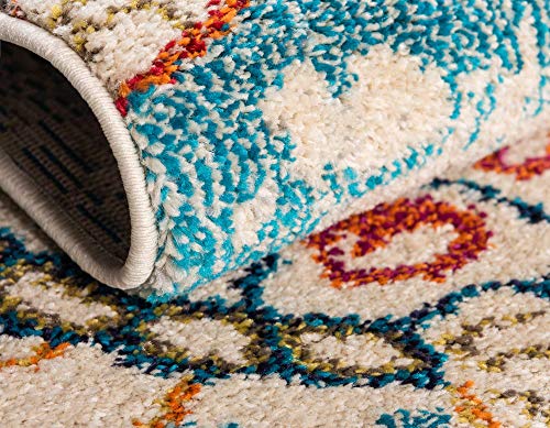 Tapete beige y azul moderno coleccion Positano 4'1"x6'1" miniatura 6