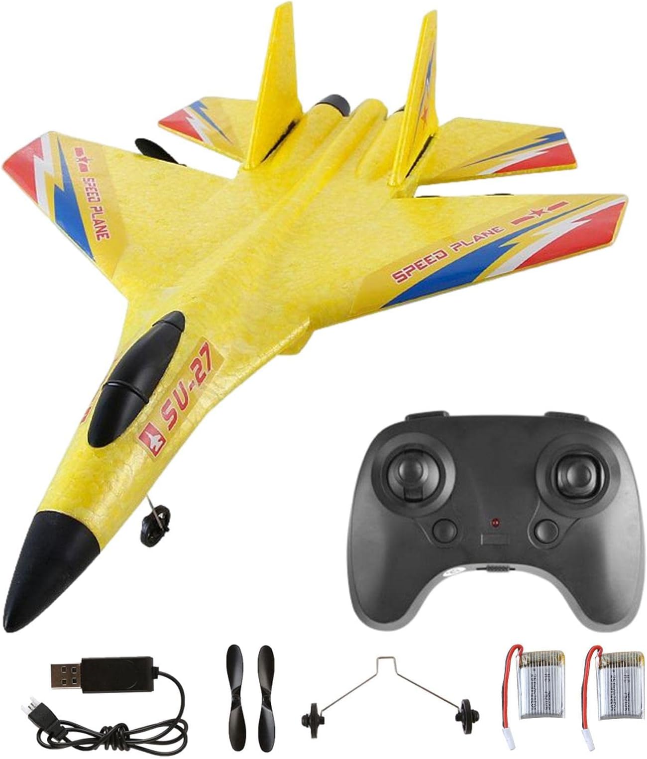RC Aeroplane 2.4 GHz Remote Controlled Aeroplane with LED Light Automatic Balance Gyro Foam Jet Fighter Toy for Children Adults Aeroplane Hobby RC Planes