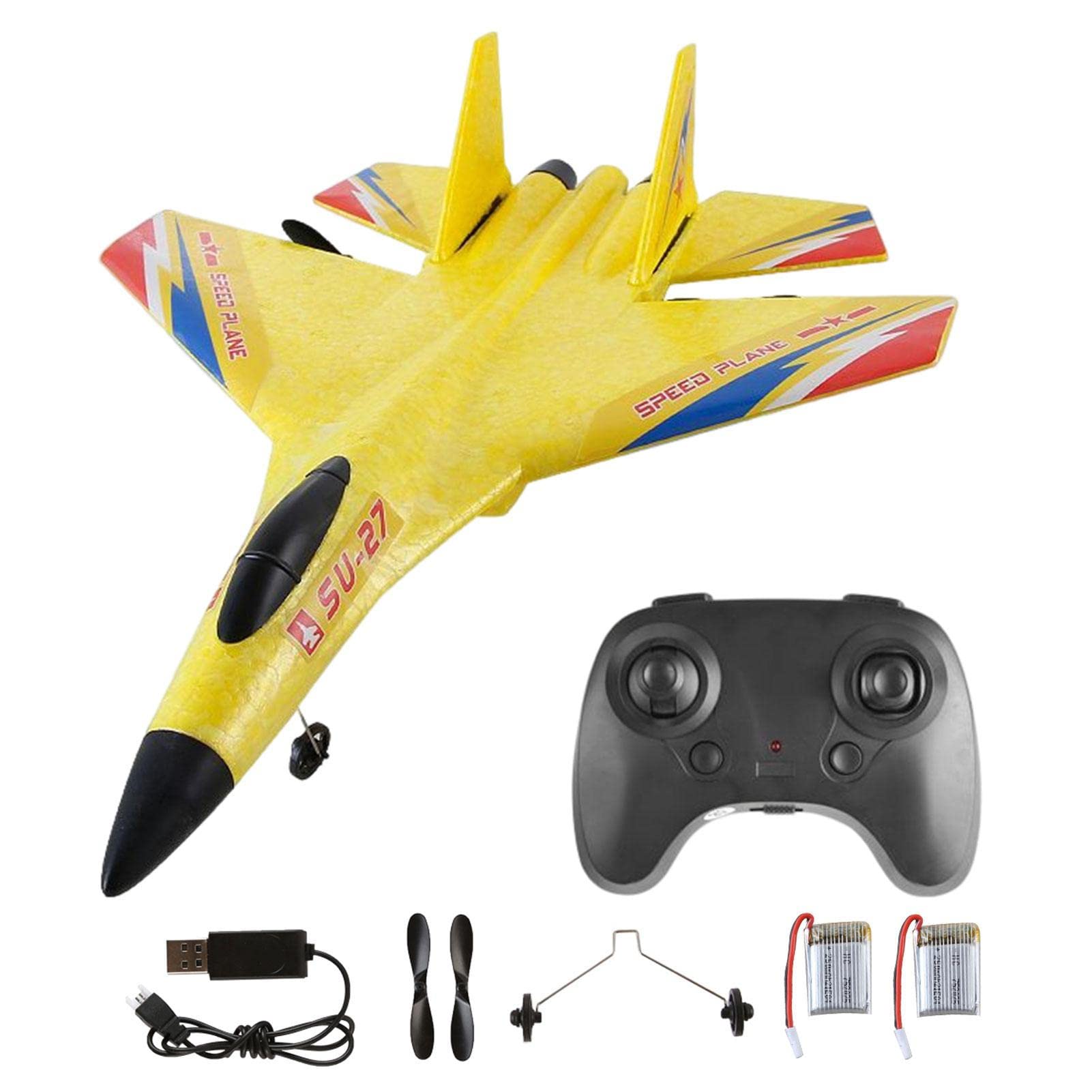 RC Aeroplane 2.4 GHz Remote Controlled Aeroplane with LED Light Automatic Balance Gyro Foam Jet Fighter Toy for Children Adults Aeroplane Hobby RC Planes