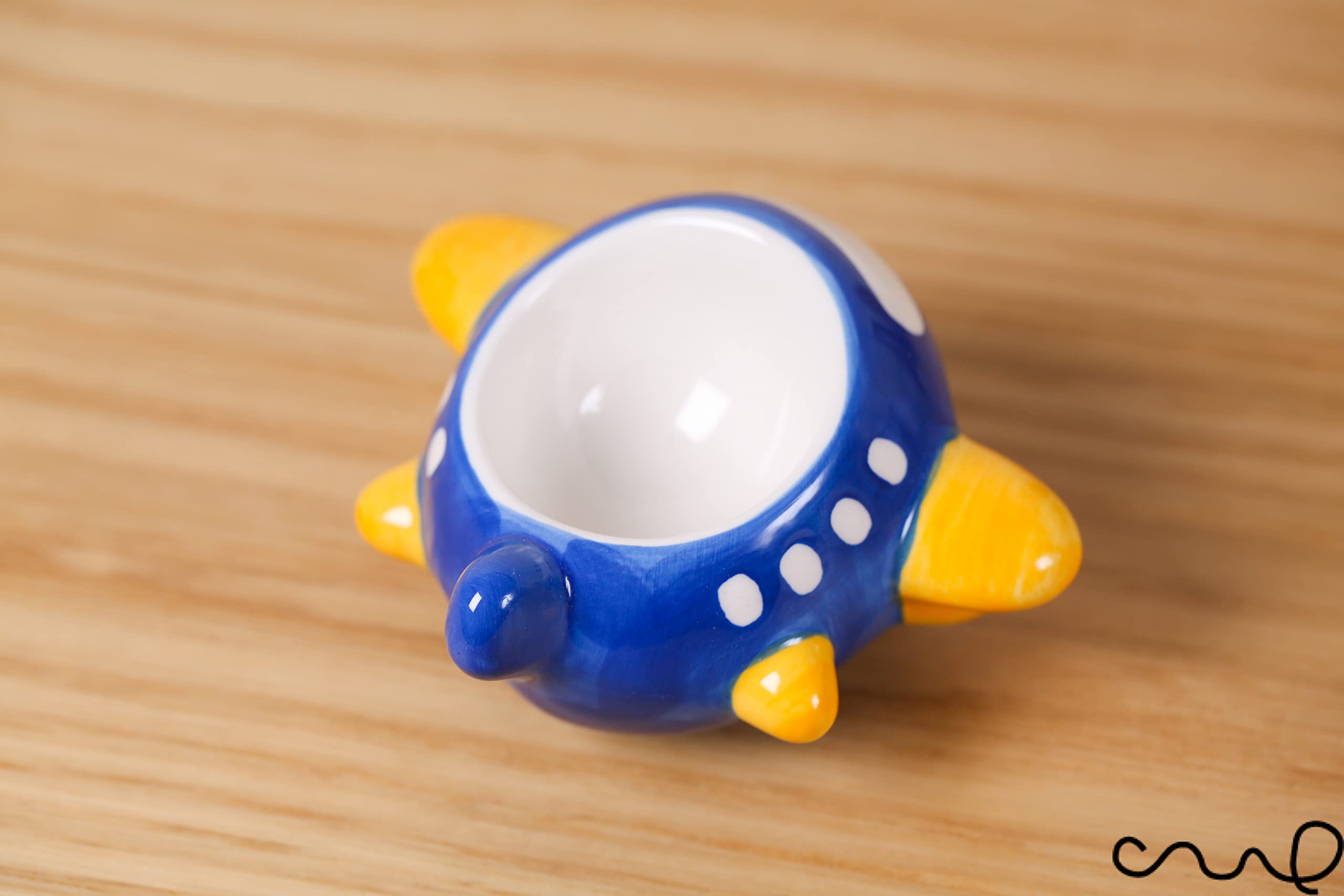 Nuovo dipinto a mano carino stile retrò in ceramica blu aeroplano portauova regalo