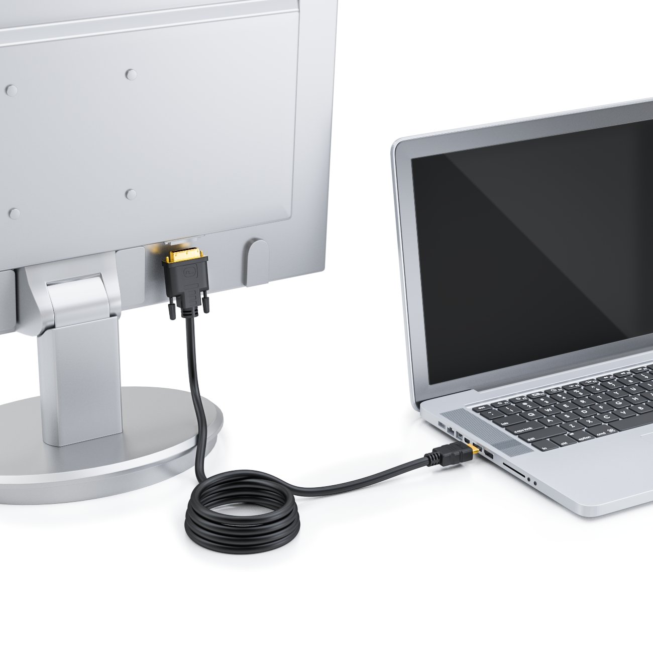 deleyCON 2m Cavo da HDMI a DVI DVI-D DVI-I Alta Velocità 3D Ready Cavo Adattatore TV Monitor 1080p FULL HD HDTV 3D Portatile - Nero