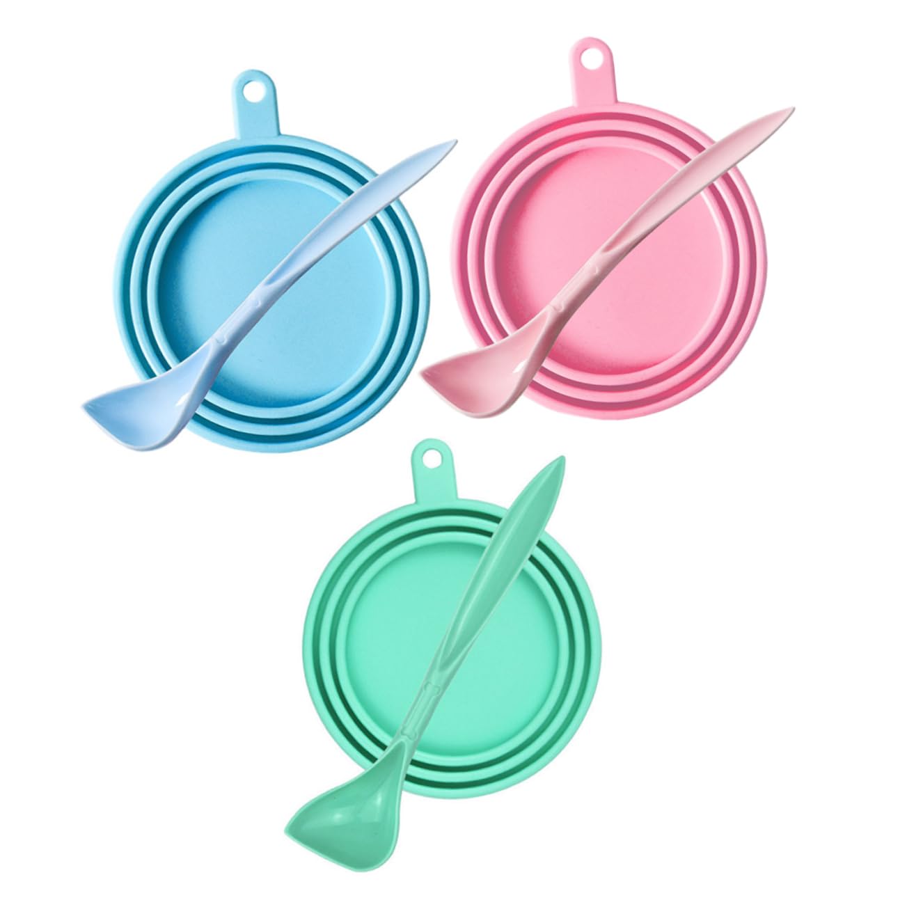 BCOATH Pet Feeding Spoon Set 6pcs Silicone Can Lids for Dogs Cats Sealed Food Covers Odorless