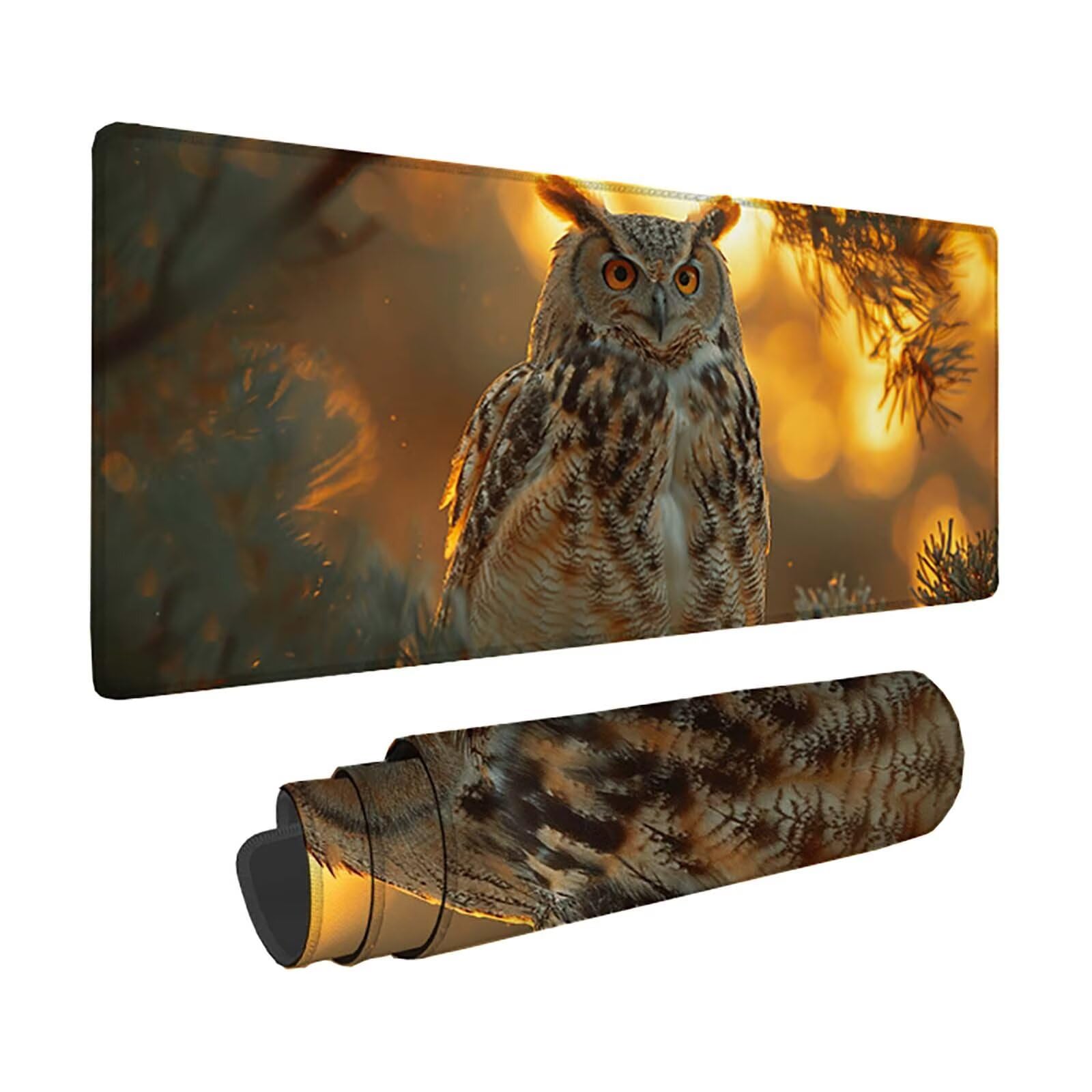 Amarillo Alfombrilla Ratón BúHo Alfombrilla Gaming XXL (1500x800x3MM), Impermeable Mouse Pad con Bordes Cosidos, Tapete Escritorio con Base de Goma Antideslizante para Gaming, PC, Oficina -zzg25054Z