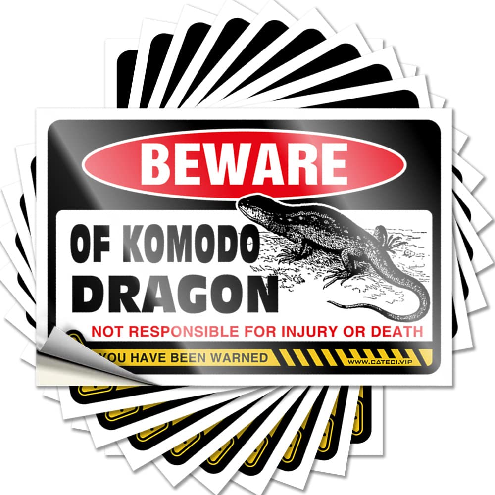 Mens, Decals Funny Tumbler Quote Stickers, Rock No Residue Decals for Luggage | Halloween Party Favor Custom Beware of Komodo Dragon(6X9CM)