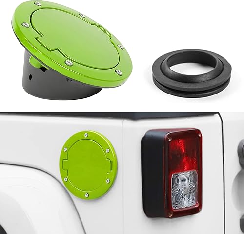 Miniatura 14 de JeCar Tapa de Combustible de Aluminio Cubierta de Puerta de Llenado para Jeep Wrangler 2007-2018 JK y Unlimited Accesorios (Negro)