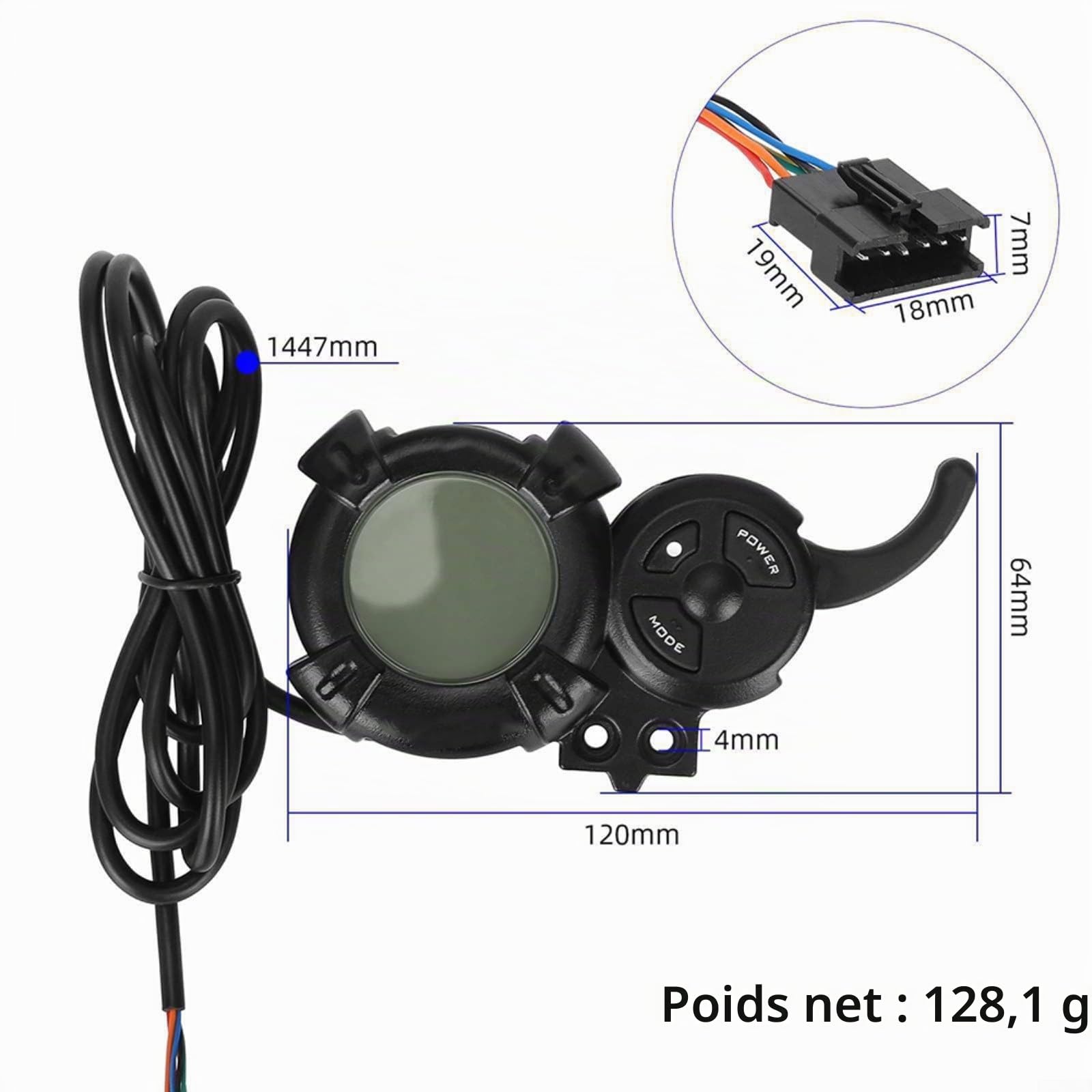 Minimotors EY3 Accélérateur LCD pour scooter électrique Dualtron Thunder pour Dualtron 3 pour Speedway 5 pour Kaabo pour Mantis PRO Affichage clair du mode de batterie Facile pour l'extérieur