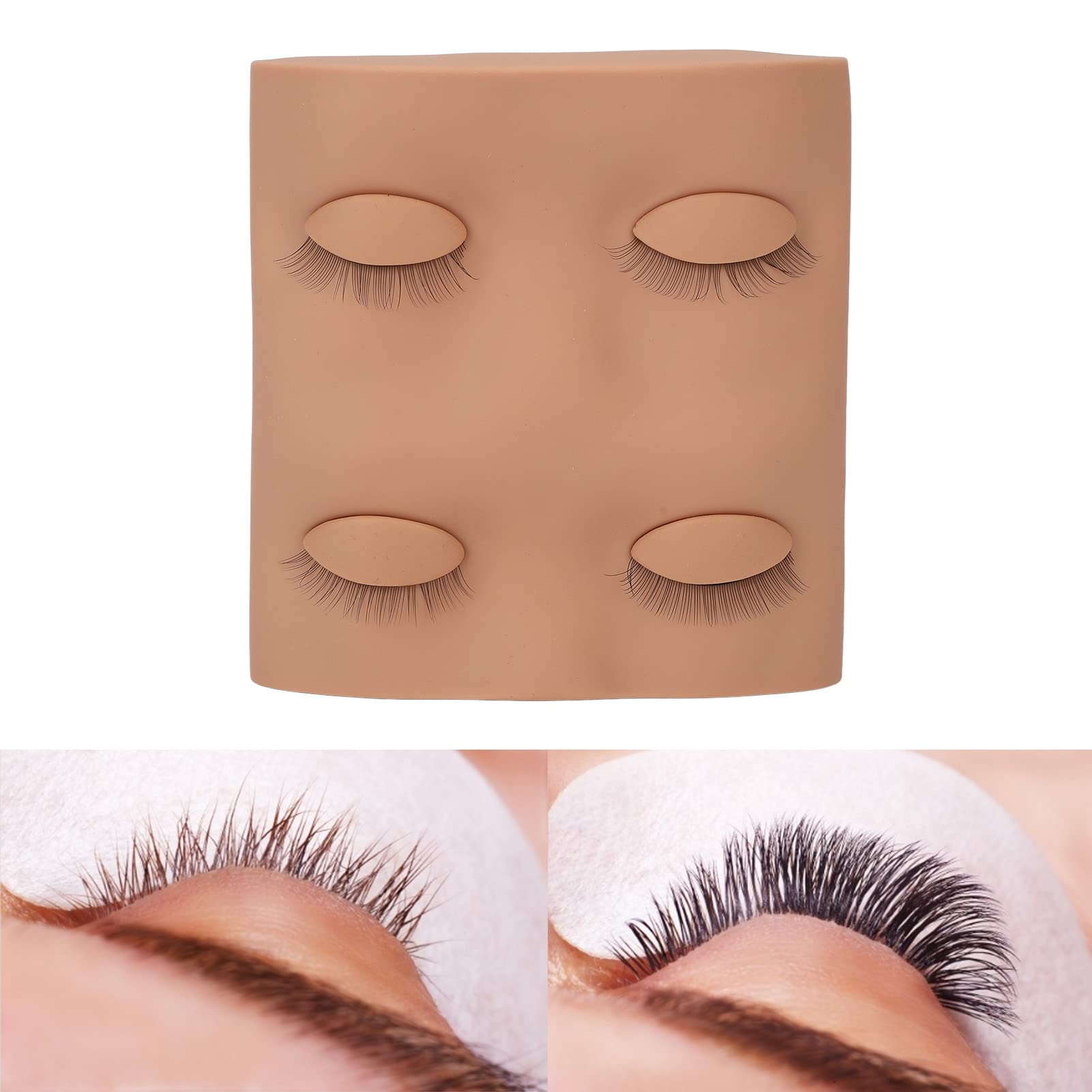 False Eyelashes Extension Practice Mannequin Head with Removable Eyelids for Makeup Training Reusable Material Grafting Eyelash Suitable for Beginners DIY(Skin Color) - Image 2