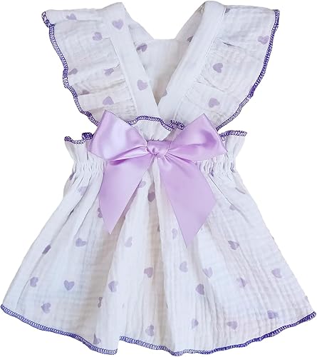 QWINEE Vestido con estampado de corazón para perro y gato, decoración de lazo, lindo vestido de tutú para cachorro, falda tutú para chihuahua,