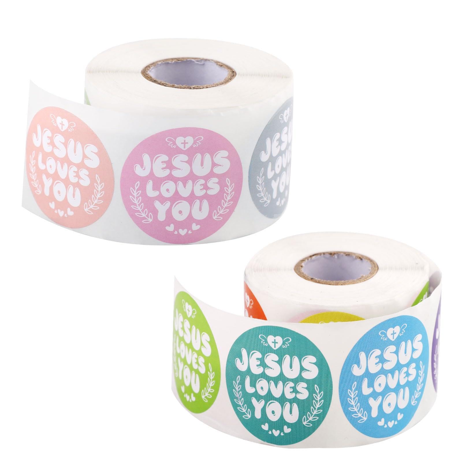 1000pcs Jesus Loves You Stickers, Jesus Stickers in 16 Colors 1.5in Religious God Labels Waterproof Christian Faith Bible Decals for Kids Encouragement Rewarding Gifts